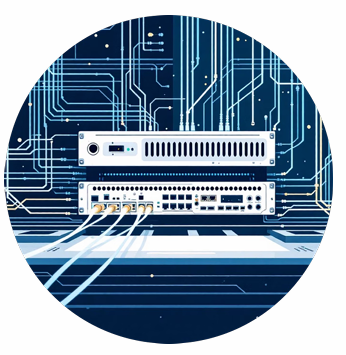 Illustration of a Nokia DWDM/ROADM chassis and network infrastructure