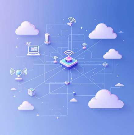 Illustration of an edge network with cloud services